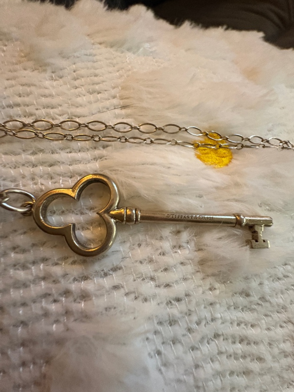 Tiffany & Co. Silver Trefoil Key Pendant Necklace